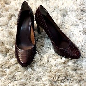 Oxblood Crocodile Pumps
